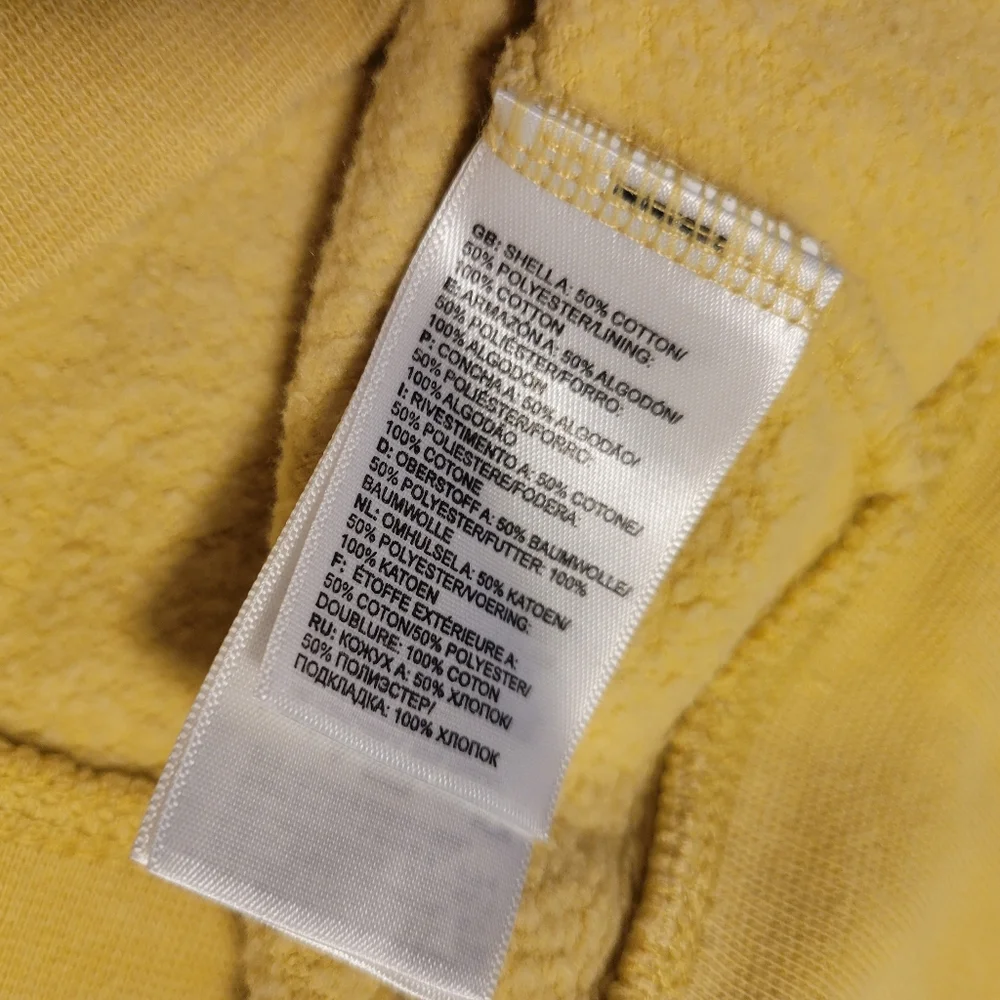 The North Face Yellow Hooded Sweatshirt Medium Cotton Polyester Winter Layer - Picture 8 of 9